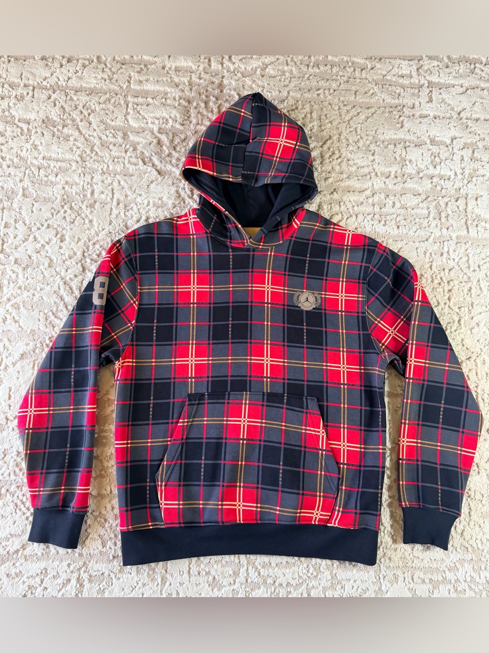 NWOT Jordan Red Black Plaid Pullover Hoodie